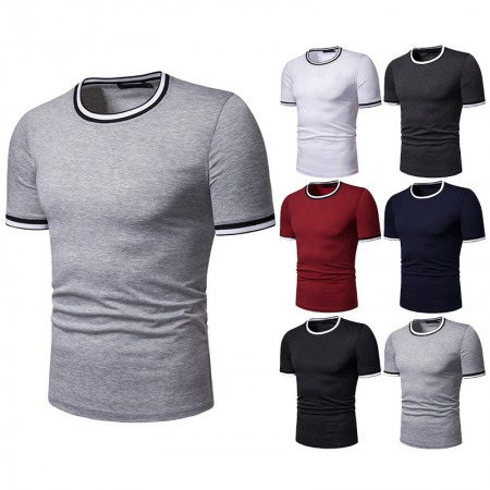 New Summer Thin High Stretch Men's Round Neck Short Sleeve T-Shirt